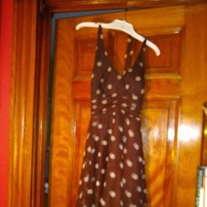 Brown and white polka dot halter dress